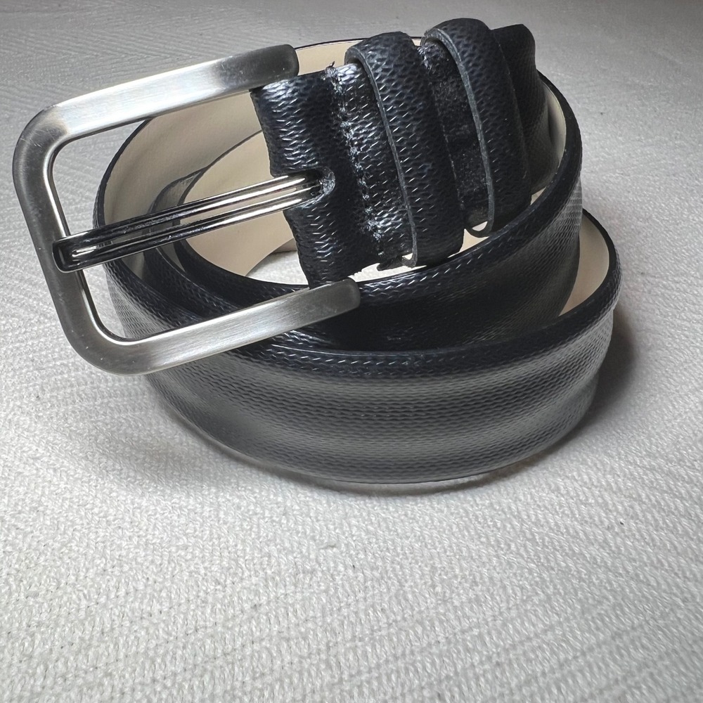 Mezlan Mens Black Textured Leather Belt 9101/35 Made in Spain Size 32